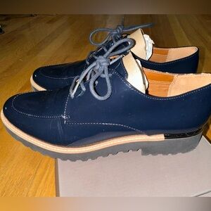 Franco Sarto Charles Merlot Lace Up Loafers 9 M Navy